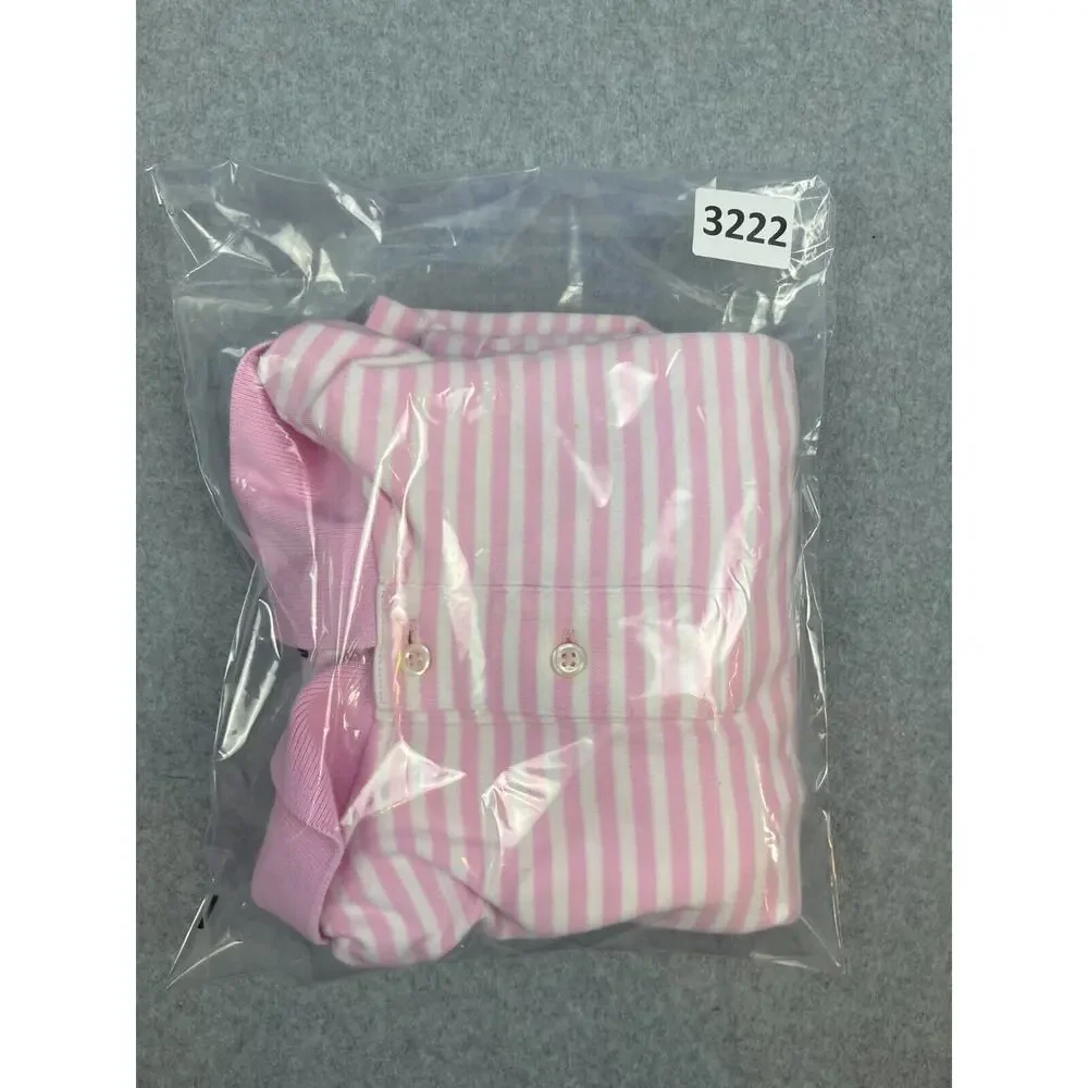 Ralph Lauren Polo Shirt Men's XL Pink‎ Striped Short Sleeve Classic Fit DEFECT